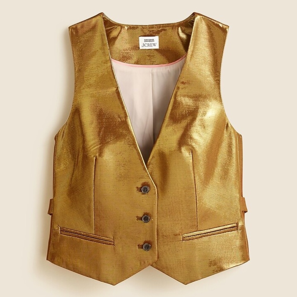 Christopher John Rogers x J. CREW gold lame vest size 2